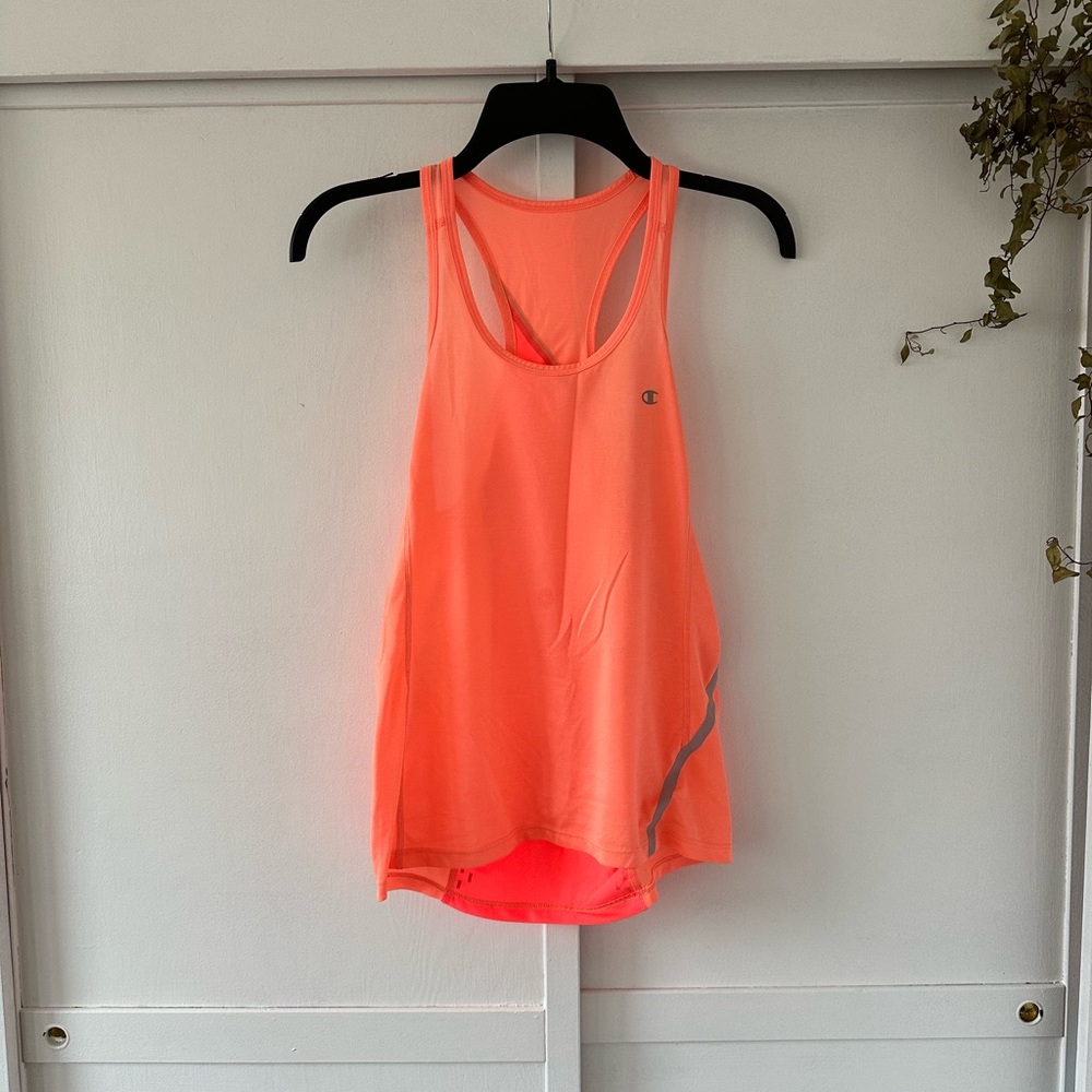 Neon orange workout top